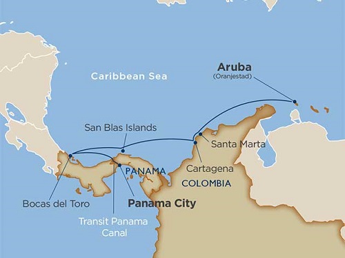 7 Days - Spanish Treasures via the Panama Canal [Balboa / Fuerte Amador to Oranjestad]