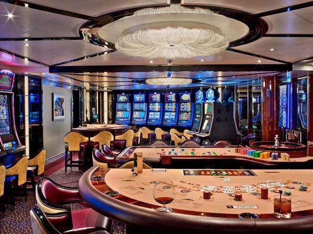 View of the ship casino from the roulette table.