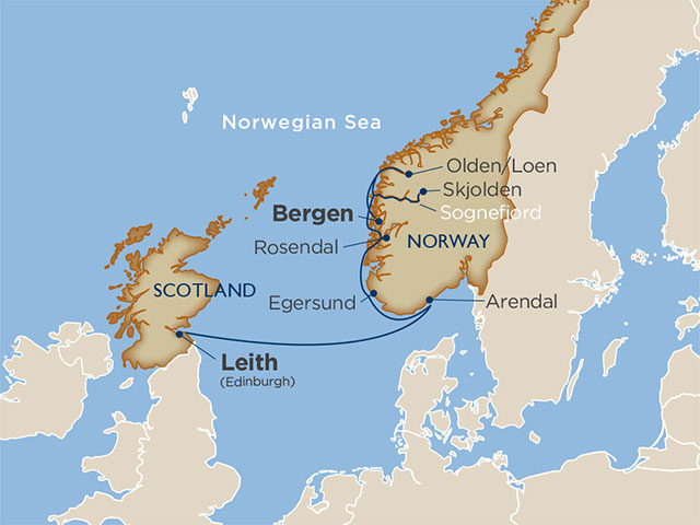 7 Days - Norway's Southern Splendors[Leith (Edinburgh), United Kingdom to Bergen]