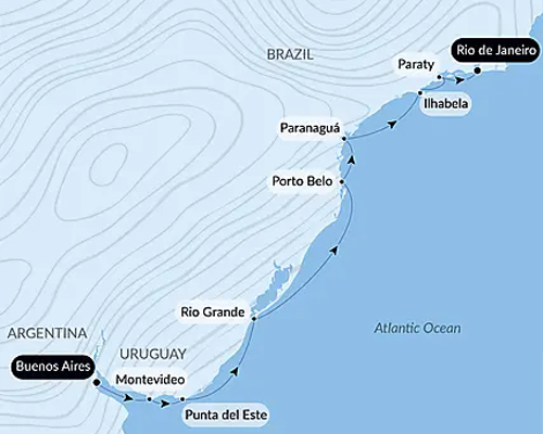 Emblematic South American shores and cities